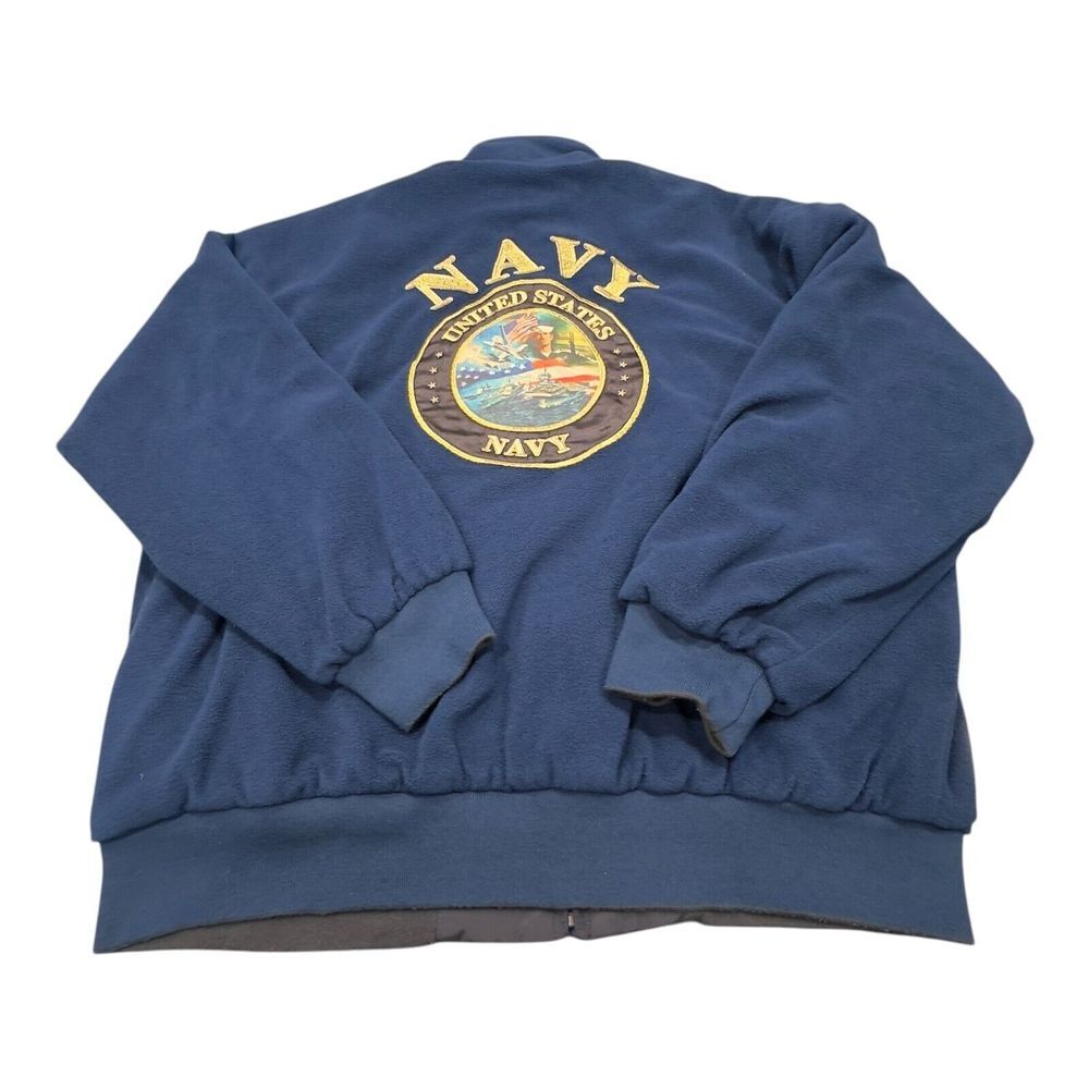 US NAVY Reversible Windbreaker to Fleece Jacket Size Medium Bradford Exchange